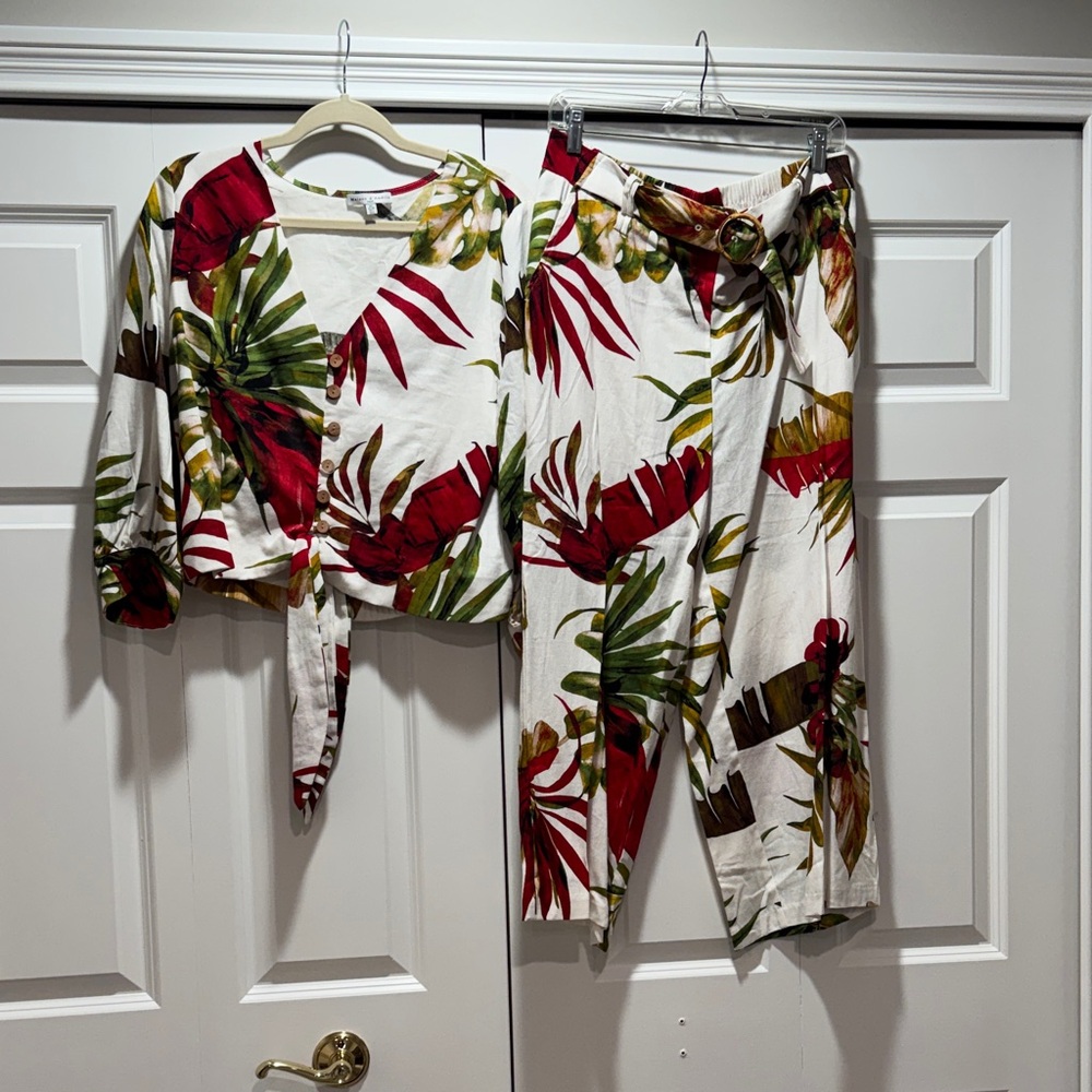 Tropical Print Tie-Front Top NWT